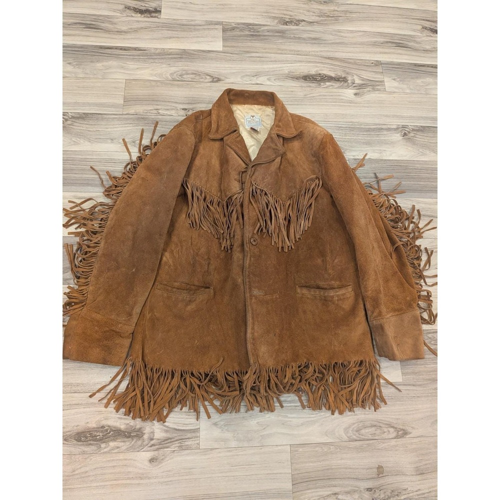 Vintage Brown Suede Fringe Bomber Jacket